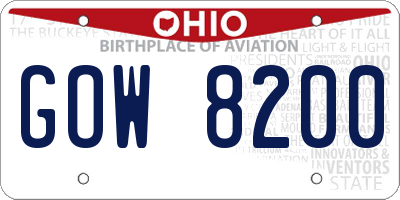 OH license plate GOW8200