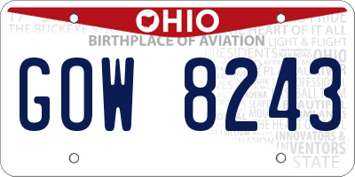 OH license plate GOW8243