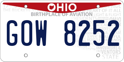 OH license plate GOW8252