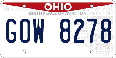 OH license plate GOW8278