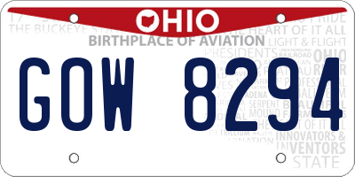 OH license plate GOW8294
