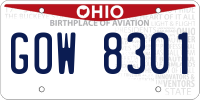 OH license plate GOW8301