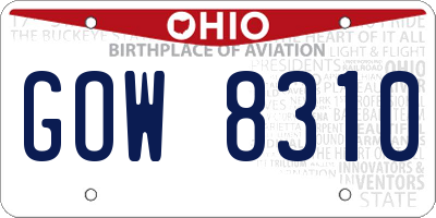 OH license plate GOW8310