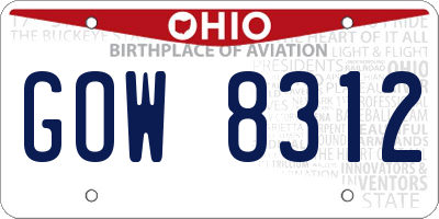 OH license plate GOW8312