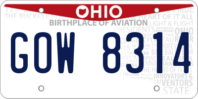 OH license plate GOW8314