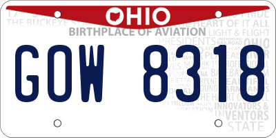 OH license plate GOW8318