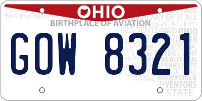 OH license plate GOW8321