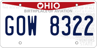 OH license plate GOW8322