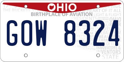 OH license plate GOW8324