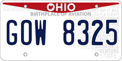 OH license plate GOW8325