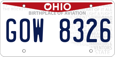 OH license plate GOW8326