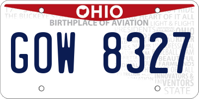 OH license plate GOW8327