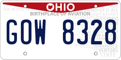 OH license plate GOW8328