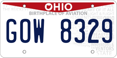 OH license plate GOW8329
