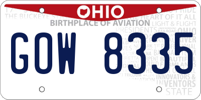 OH license plate GOW8335
