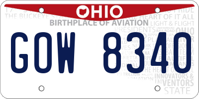 OH license plate GOW8340
