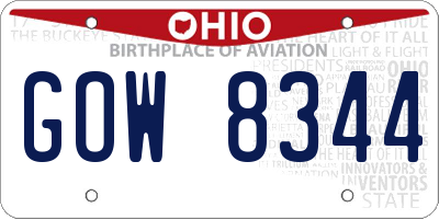 OH license plate GOW8344