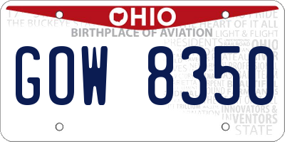 OH license plate GOW8350