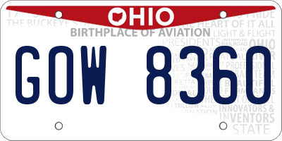 OH license plate GOW8360