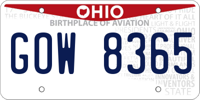 OH license plate GOW8365