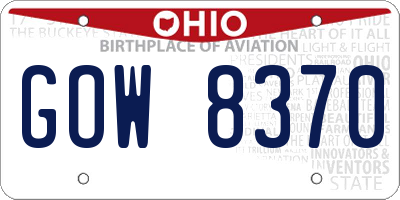 OH license plate GOW8370