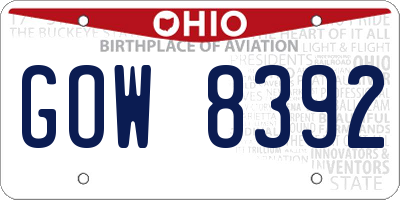 OH license plate GOW8392
