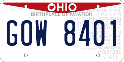 OH license plate GOW8401
