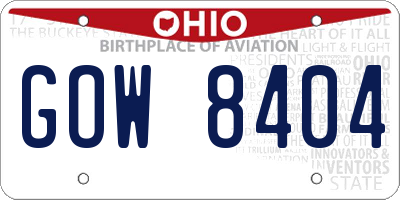 OH license plate GOW8404