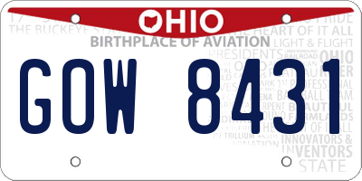 OH license plate GOW8431