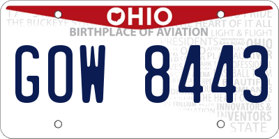 OH license plate GOW8443