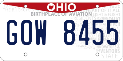 OH license plate GOW8455