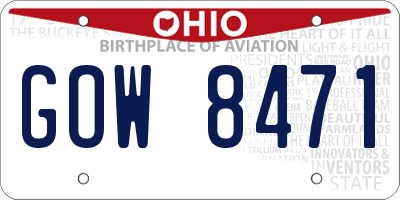 OH license plate GOW8471