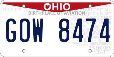 OH license plate GOW8474