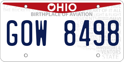 OH license plate GOW8498