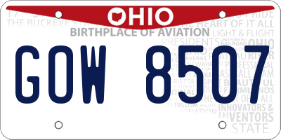 OH license plate GOW8507