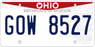 OH license plate GOW8527