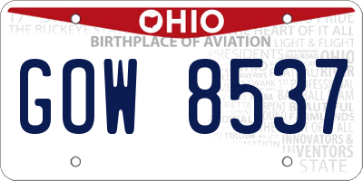 OH license plate GOW8537