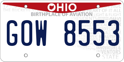 OH license plate GOW8553