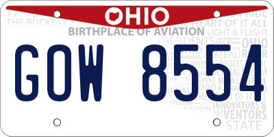 OH license plate GOW8554