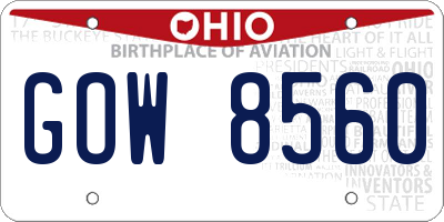 OH license plate GOW8560
