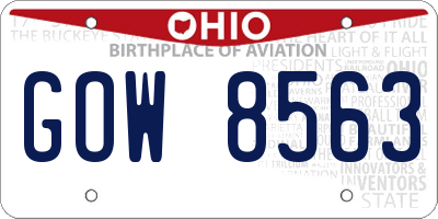 OH license plate GOW8563