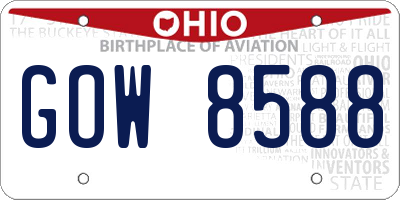 OH license plate GOW8588