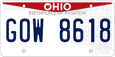 OH license plate GOW8618