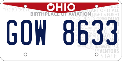 OH license plate GOW8633