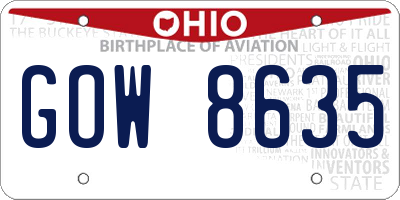 OH license plate GOW8635