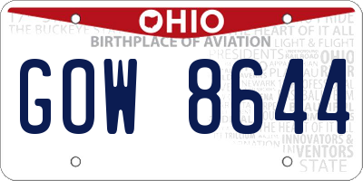 OH license plate GOW8644