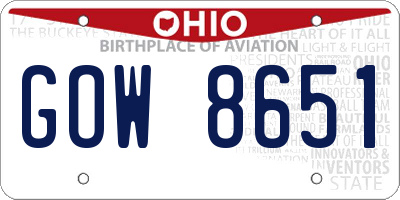 OH license plate GOW8651