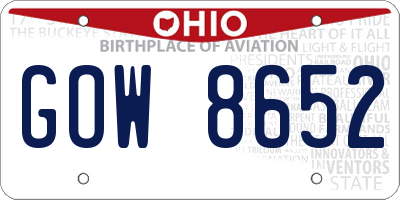 OH license plate GOW8652