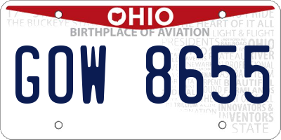 OH license plate GOW8655