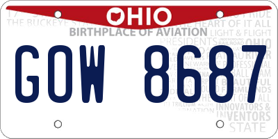 OH license plate GOW8687